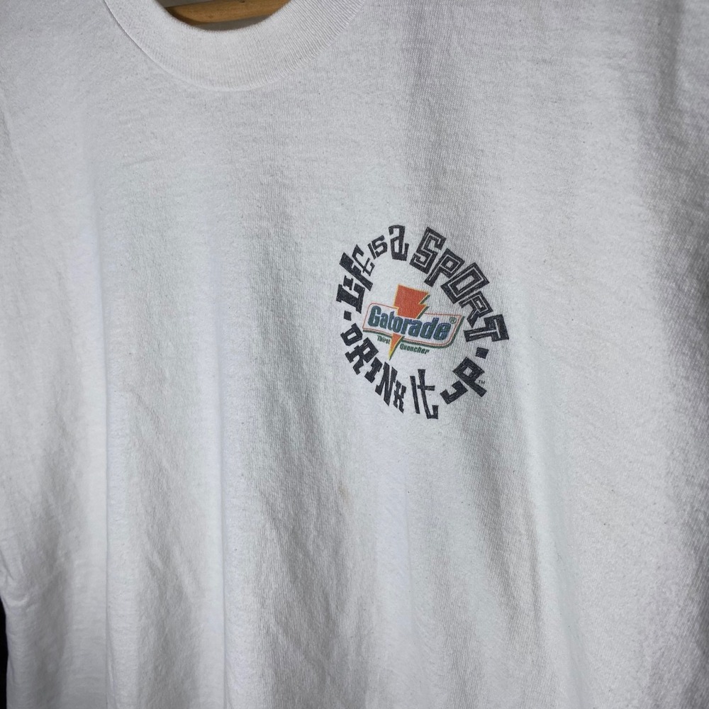 Vintage 1996 NBA Finals Gatorade Sweat It Out T-Shirt XL White Single Stitch USA - Picture 4 of 8